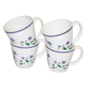 Waverly Garden Room Sweet Violet Mugs Set Coffee Cups 4 pc Retired pattern